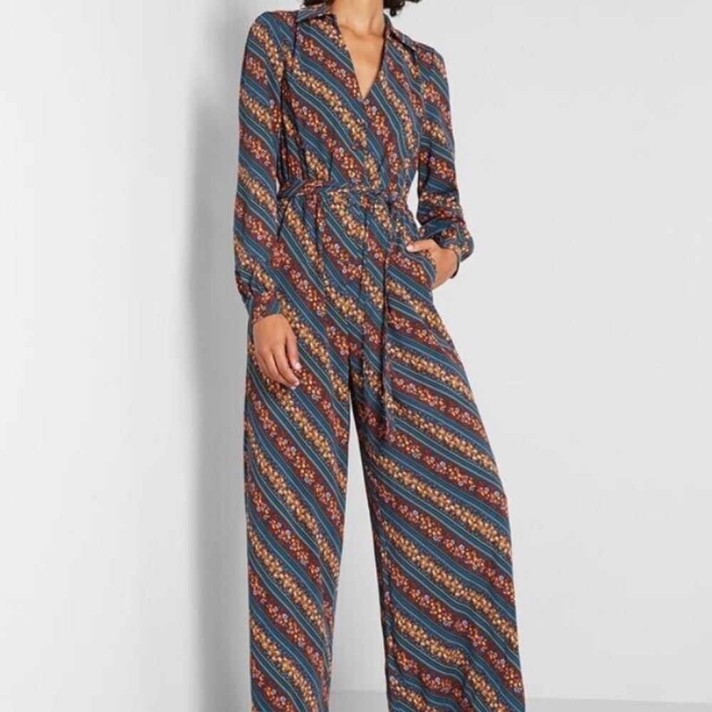 Floral Stripe ModCloth Everything and More Wide-Leg Jumpsuit